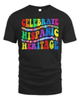 Celebrate Hispanic Heritage Month Groovy Hippie Latino Flags Shirt