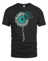 Sunflower Teal Ribbon Faith Hope Ovarian Cancer Awareness 2023 Shirt