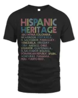 Hispanic Heritage Month Latino Countries Names Retro Vintage Shirt