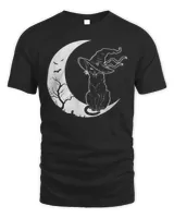 Moon Halloween Scary Black Cat Costume Witch Hat Shirt