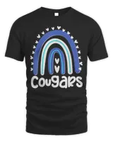 Cougars School Mascot Rainbow Teacher Lover T-Shirt