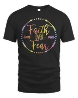 Faith Over Fear Arrow Lettering Inspirational Christian T-Shirt