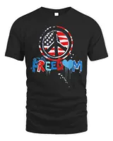 Patriotic Peace Sign USA Flag Freedom Vote T-Shirt