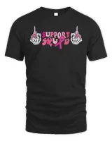 Support Squad Breast Cancer Awareness Skeleton Hand Pink T-Shirt