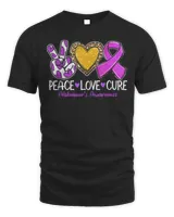 Alzheimer’s Awareness Peace Love Cure Purple Ribbon T-Shirt