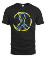 Retro Yellow And Blue Ribbon Down Syndrome Awareness T-Shirt