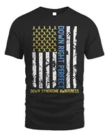 Down Right Perfect Yellow & Blue American Flag Down Syndrome Shirt