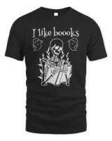 I like Boooks skeleton reading book Halloween Tee Shirt