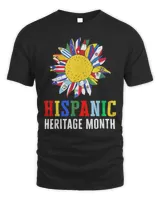 Hispanic Heritage Month Latino Counties Flags Sunflower T-Shirt