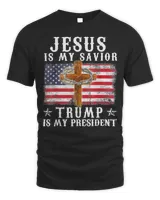 Jesus Is My Savior, Trump Is My President Usa Flag T-Shirt