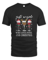 Just A Girl Who Loves Wine And Christmas Women's Standard T-Shirt