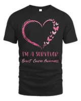 I’m A Survivor Breast Cancer Awareness Heart Butterflies T-Shirt