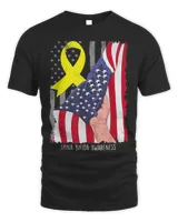 Spina Bifida Awareness Vintage American Flag Yellow Ribbon Shirt