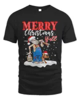 Merry Christmas Y’all Cool Santa And His Dog T-Shirt