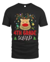 4th Grade Squad Plaid Reindeer Santa Hat Teacher Christmas Premium T-shirt