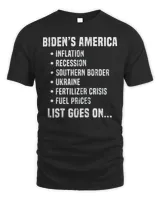 Biden’s America Inflation Recession Fuel Prices List Goes On T-Shirt