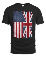 United States with United Kingdom Flag Mix US and UK Union Jack T-Shirt