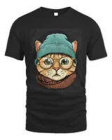 Hipster Cat With Glasses Feline Kitten Lover 579