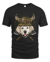 Viking Golden Retriever Dog with Viking Helmet Mjolnir Axes 113