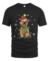 Cute Yorkshire Terrier Dog Santa Christmas Tree Lights Xmas70