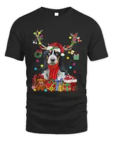 Womens Santa Basset Hound Reindeer Light Christmas Dog Lover128