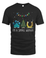 I'm A Simple Woman Paw Dog Tree Christmas Horseshoe Shirt