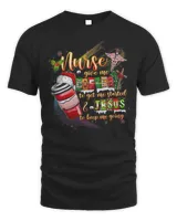Nurse Give My To Get The Me Started And Jesus To Keep Me Going Merry Christmas Shirt