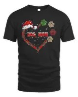 Santa Hat Dog Mom Heart Paws Dog Merry Christmas Shirt