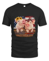 Cute Pig Animals Farm Patriotic American Flag 4th July 71