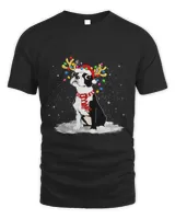 Cute Boston Terrier Reindeer Light Christmas134