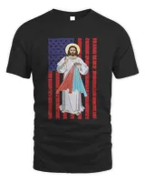 Divine Mercy Jesus USA American Flag Catholic