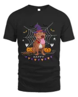 Pit Bull Witch Pumpkin Halloween Kids Mens Womens Dog Lover 101