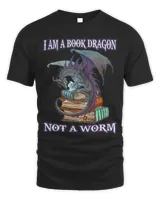 I am a book dragon not a worm Dragon Reading Books Lover tee