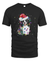 Santa Border Collie Lover Matching Christmas Lights Dog T-Shirt