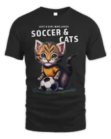 Funny Cat Girl Loves Soccer and Cats Cat with Soccer Ball 29