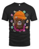 Hipster Orangutan Geek Nerd Glasses Animal Love Peace Sign