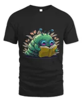 Caterpillar Reading Book Lovers Geek Nerd