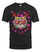 Scottish Fold Valentines Day Cat Heart Glasses Love Arrows