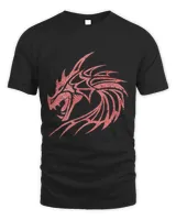 Dragon Fantasy Mythical Norse Myth Tattoo Gamer Gaming Pink