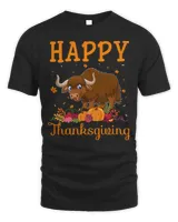 Retro Bison Happy Thanksgiving Matching Family Pajamas Long Sleeve T-Shirt