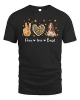 Peace Love Basset Hound Funny Fall Leaves Christmas Long Sleeve T-Shirt