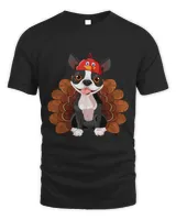 Funny Turkey Boston Terrier Thanksgiving Dog Turkey Costume T-Shirt