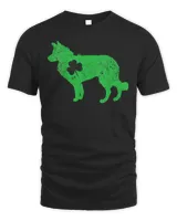 Womens border collie Irish Clover St Patrick Day Leprechaun Dog V-Neck T-Shirt