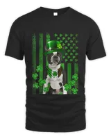 Womens American Flag Cute Boston Terrier Dog St Patricks Day Irish V-Neck T-Shirt