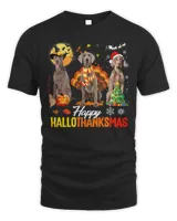 Weimaraner Happy Hallothanksmas Halloween Thanksgiving Xmas T-Shirt