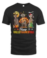 Weimaraner Happy Hallothanksmas Halloween Thanksgiving Xmas T-Shirt