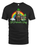 Womens Cute Irish Cow Leprechaun Shamrock St Patricks Day V-Neck T-Shirt