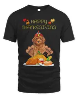 Happy Thanksgiving Day Goldendoodle Dog Funny Turkey T-Shirt