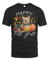 Yorkshire Owner Lover Happy Fall Y'all Autumn Thanksgiving T-Shirt