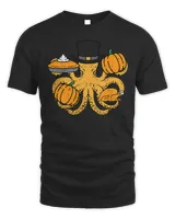 Thanksgiving Pilgrim Octopus Pumpkin Funny Men Women Kids T-Shirt
